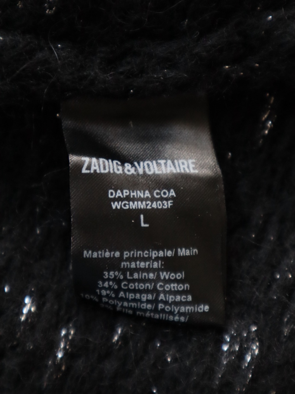 Zadig & Voltaire Black Speckled Fringe Knit Poncho Sweater - Picture 5 of 5